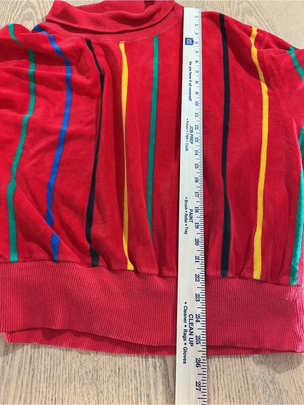 Vintage 80s Aileen II Velour Striped Sweater 26W/46 Red Multicolor - Picture 9 of 9